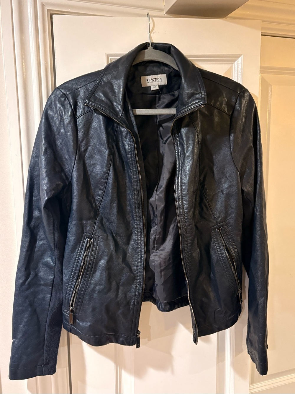 Kenneth Cole Reaction Women's Black Faux Leather Zip Jacket